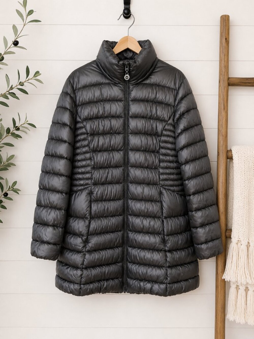 Apt. 9 Women’s Quilted Puffer Jacket Charcoal Gray Longline XL